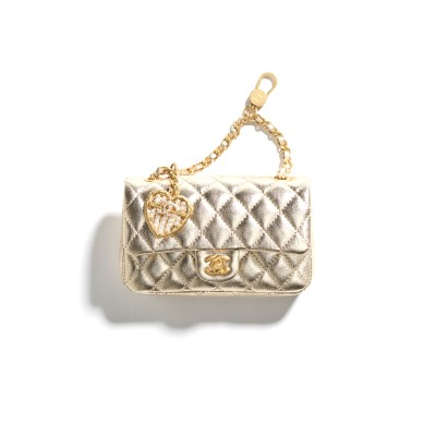 CHANEL CLASSIC MINI BAG WITH HOOK METALLIC CALFSKIN GOLD METAL AP4760 (12.5*8*5cm)